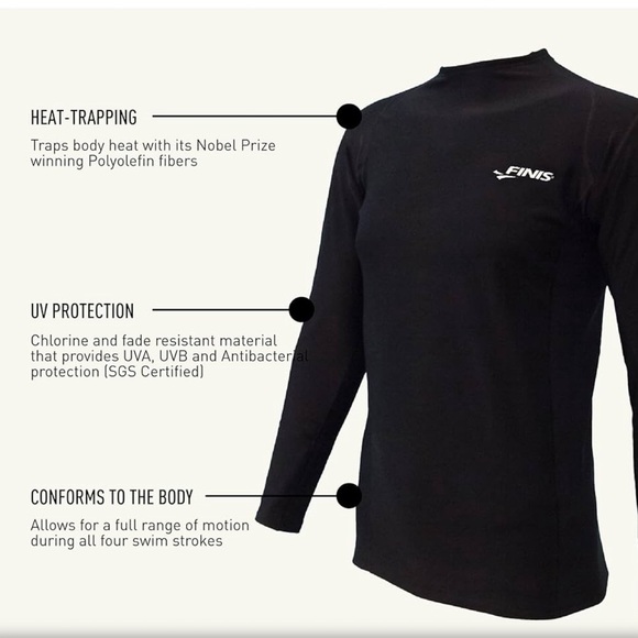 FINIS Thermal Swim Shirt in Black - Picture 11 of 15